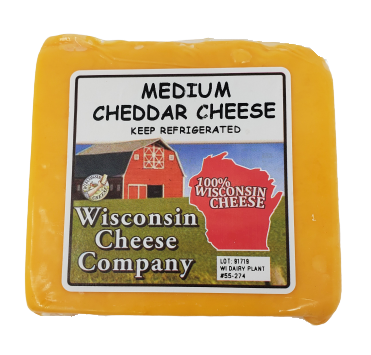 block of medium cheddar cheese