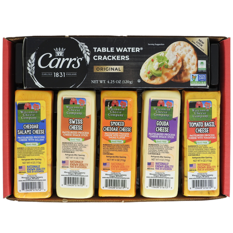 6 pack variety of shelf stable cheese and carr's table water crackers