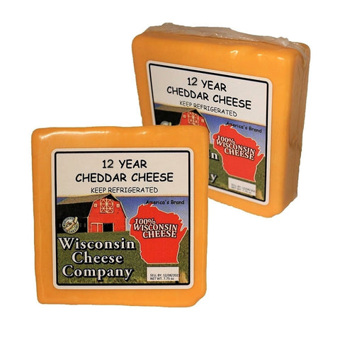12 Year Aged Cheddar Cheese Blocks, 7.75 oz. Per Block, Wisconsin Cheese Company™