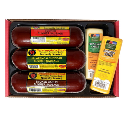 Wisconsin Cheese & Sausage Sampler Gift Box, Wisconsin Cheese Company™ 100% Wisconsin Cheddar Cheese, Birthday Gift Box, Easter Gift.