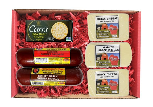 Gourmet Gift Box with cheese, crackers and summer sausage