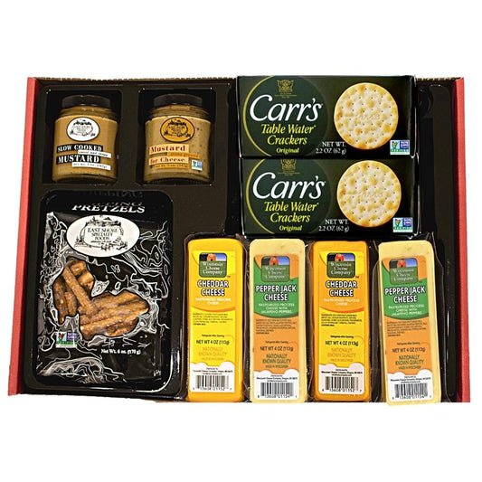 Wisconsin Gourmet Gift Basket - Cheese, Cracker and Dipping Pretzel Gift Box