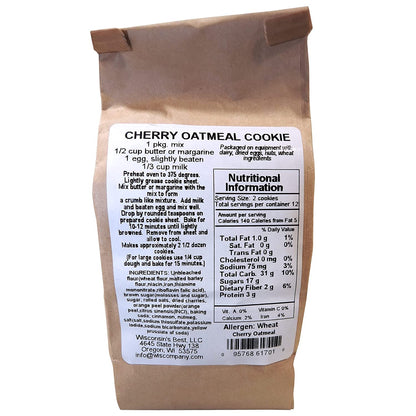 Wisconsin's Best Cherry Oatmeal Cookie Mix, 16 oz. (Pack of 2) A Great Gift for Mother's Day!