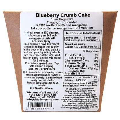 Wisconsin's Best Blueberry Crumb Cake Mix, 19 oz. (Pack of 2) A Great Gift for Mother's Day!