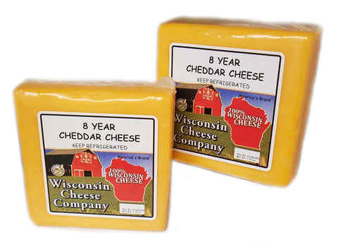 8 Year Aged Cheddar Cheese Blocks, 7.75 oz. Per Block, Wisconsin Cheese Company™