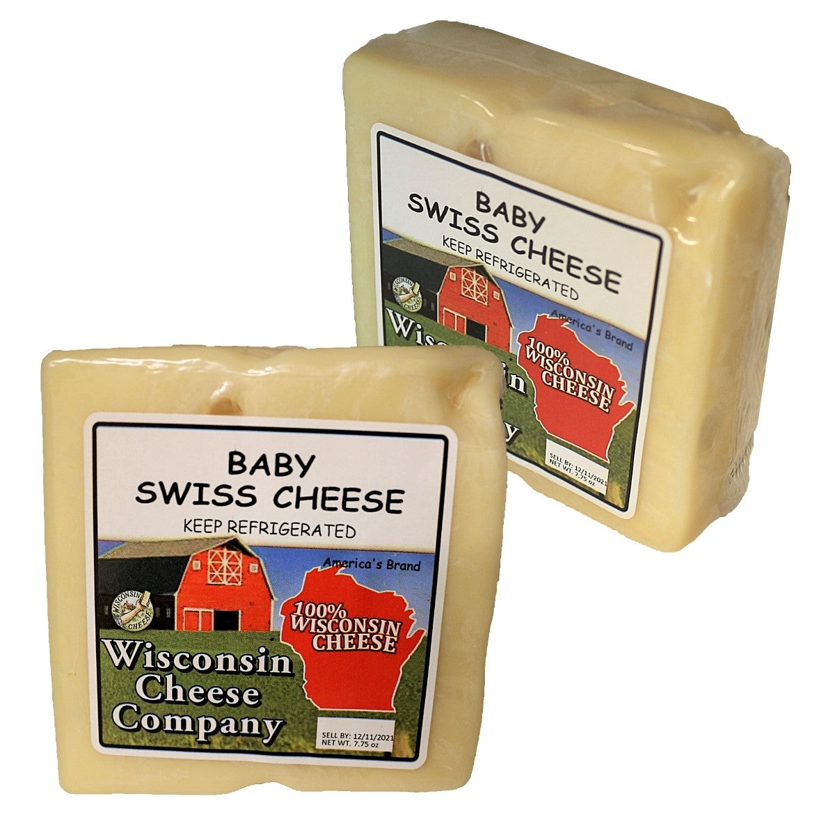 two blocks of baby swiss cheese