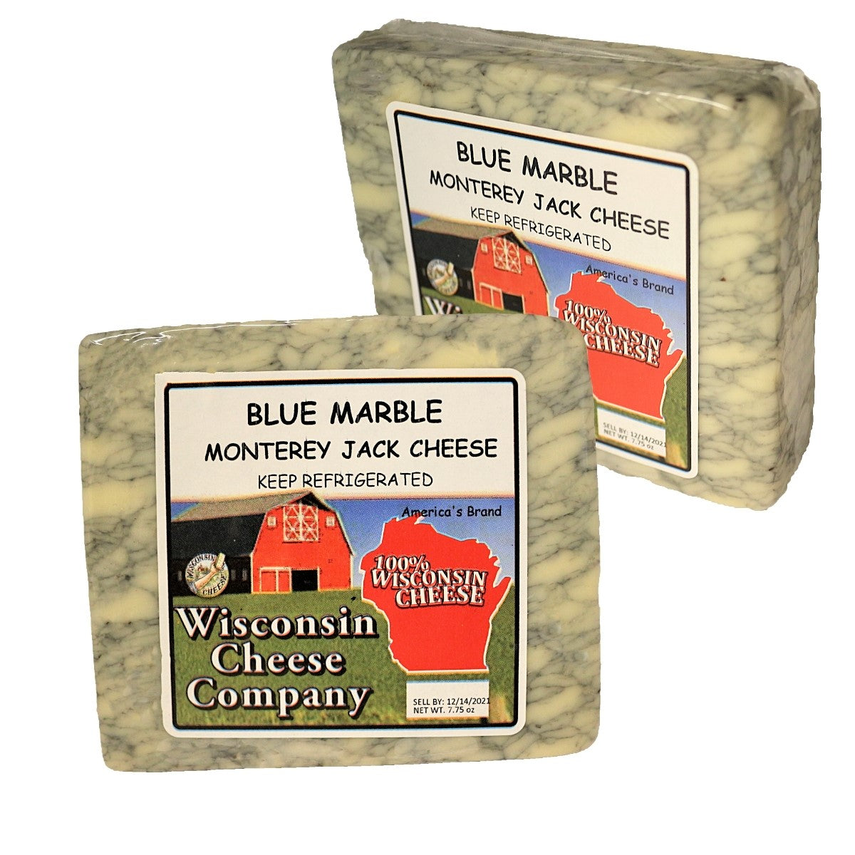 Two blocks of Blue Marble Monterey Jack Cheese
