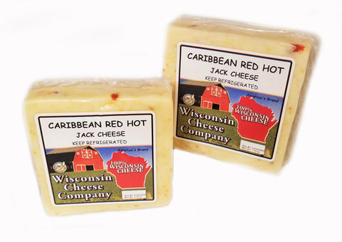 Caribbean Red Hot Jack Cheese Blocks, 7.75 oz. Per Block, Wisconsin Cheese Company™