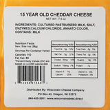 Wisconsin 15 Year Old Aged Cheddar Cheese Blocks, 7 oz. Per Block, Elite Cheddar Cheese Snack or Cheese Gift