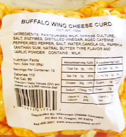Buffalo Wing Cheese Curds, 10 oz. Per Pack, Wisconsin Cheese Company™ Famous and Fresh Cheese Snacks