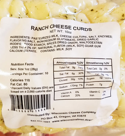 Ranch Cheese Curds, 10 oz. Per Pack, Wisconsin Cheese Company™