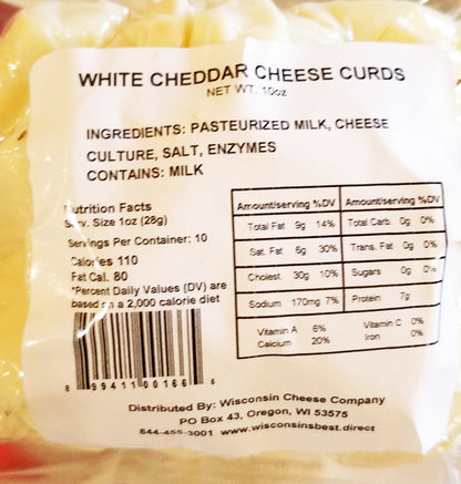 White Cheddar Cheese Curds, 10 oz. Per Pack, Wisconsin Cheese Company™