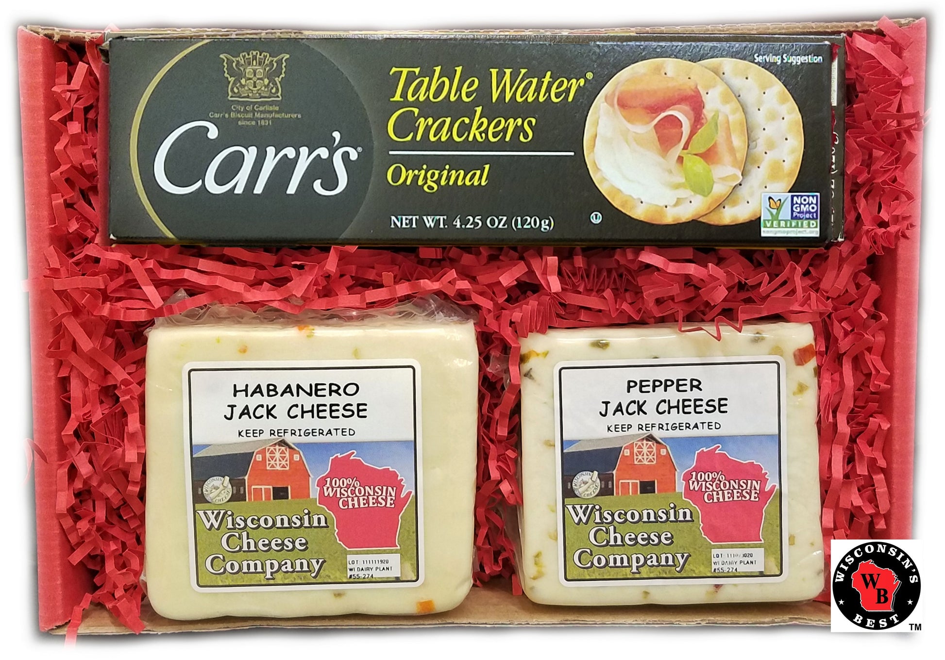 Gift box with crackers and cheese