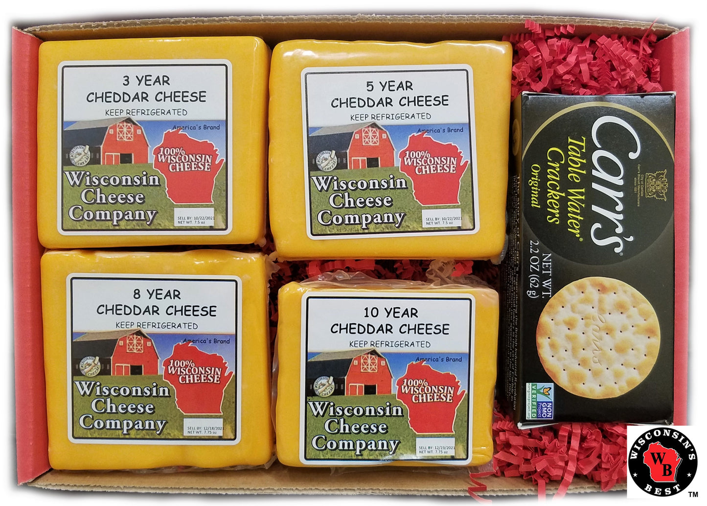 Wisconsin Cheese Company's Classic Elite Aged Cheese & Cracker Gift Box, Christmas Cheese Gift