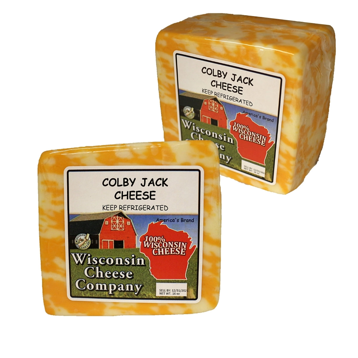 Two blocks of Colby Jack Cheese