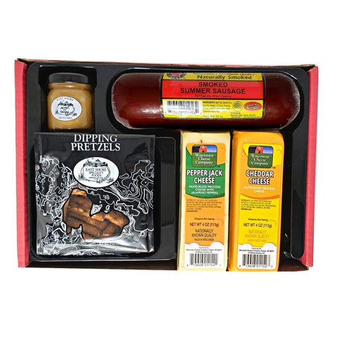 "Fan Favorite Starter Box" Gift Box, Cheese and Sausage Gifts. Wisconsin Cheddar Cheese, Sausage Gourmet Gift Box.