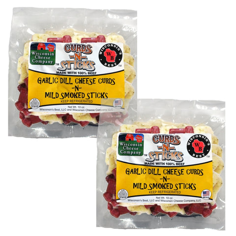 Garlic Dill Cheese Curds n Mild Sausage Sticks, 10 oz. Per Pack, Wisconsin Cheese Company™