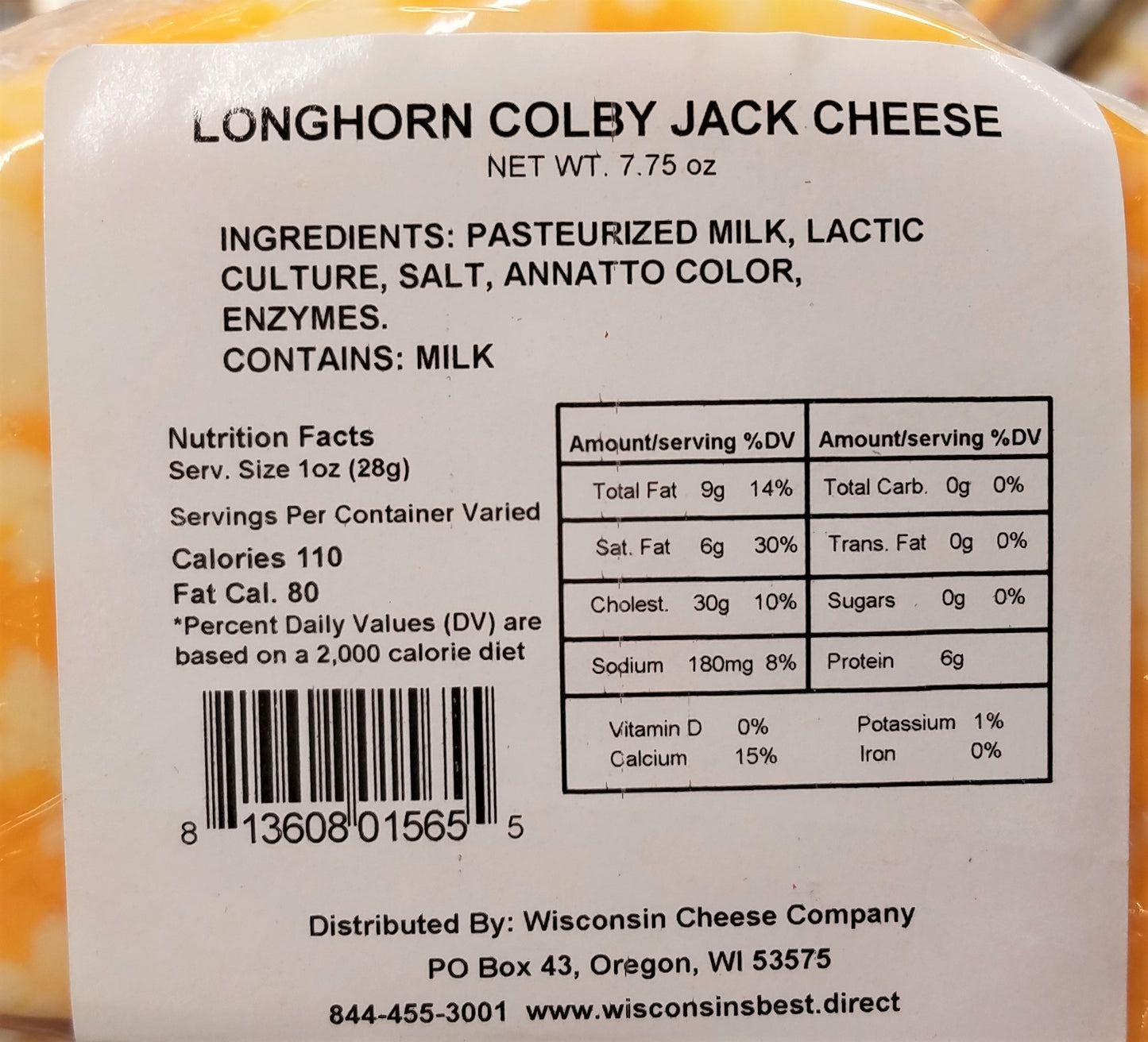 Longhorn Colby Jack Cheese Blocks, 7 oz. Per Block, Wisconsin Cheese Company™ Cheese and Cracker Snack