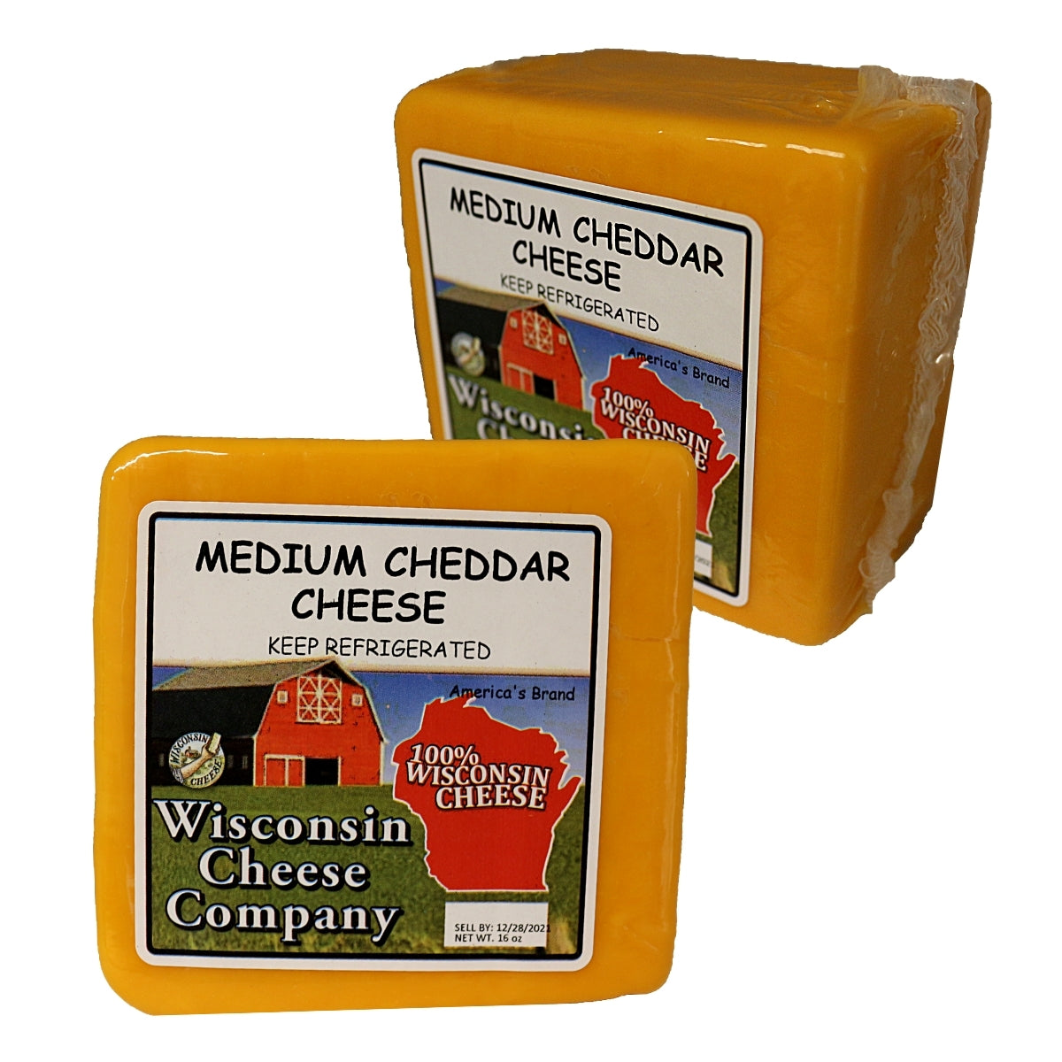 Two blocks of Medium Cheddar Cheese
