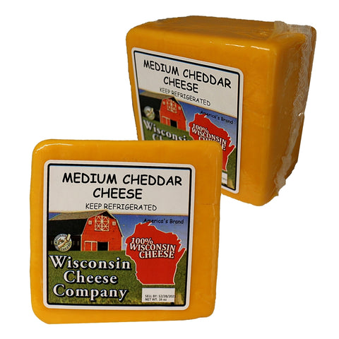 Medium Cheddar Cheese Blocks, 15 oz. Per Block, Wisconsin Cheese Company™