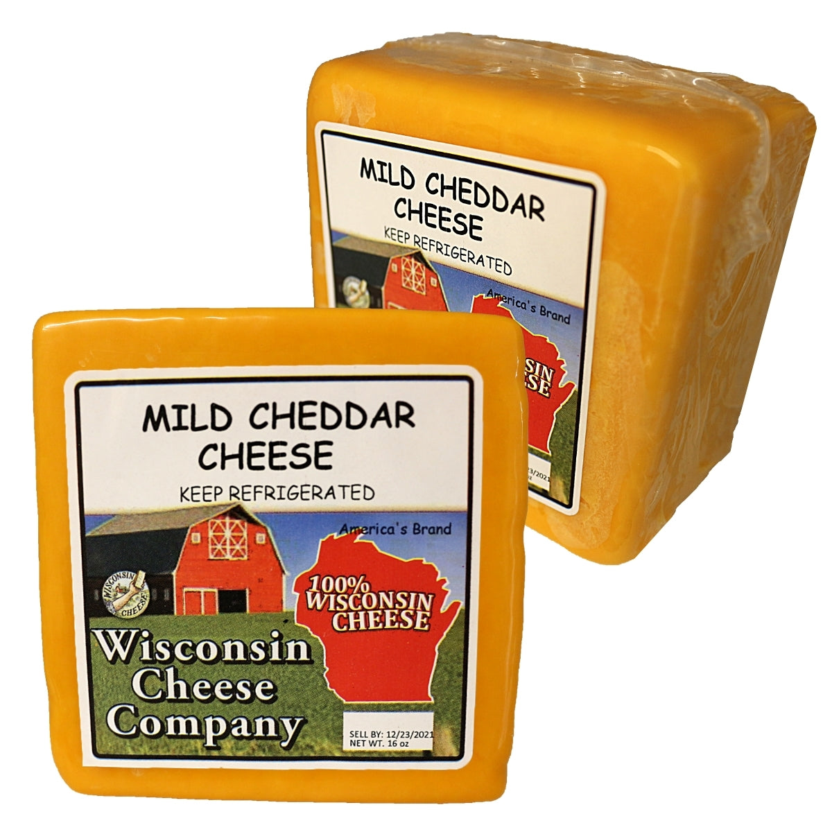 Two blocks of Mild Cheddar Cheese
