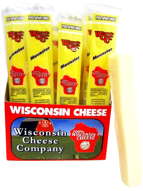 Muenster Cheese Snack Sticks, 1 oz. Each, 24 Count, Wisconsin Cheese Company™