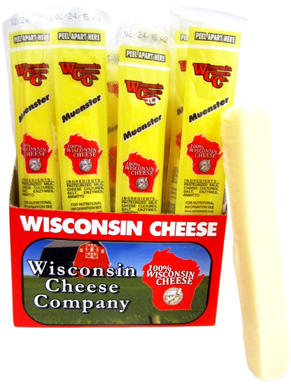 Muenster Cheese Snack Sticks, 1 oz. Each, 24 Count, Wisconsin Cheese Company™