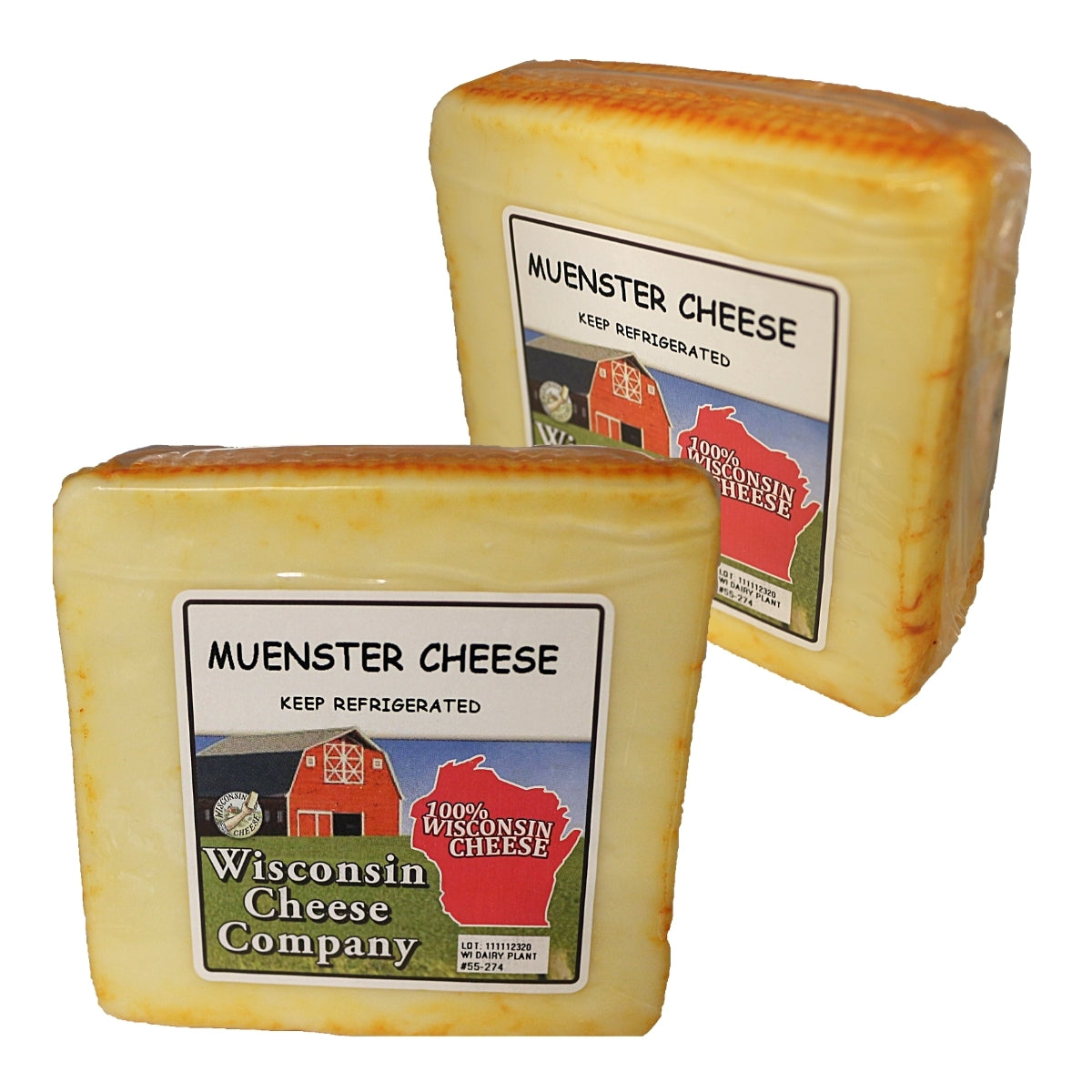 Two blocks of Muenster Cheese