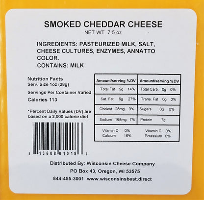 Smoked Cheddar Cheese Blocks, 7 oz. Per Block, Wisconsin Cheese Company™ Best Cheese and Cracker Snack