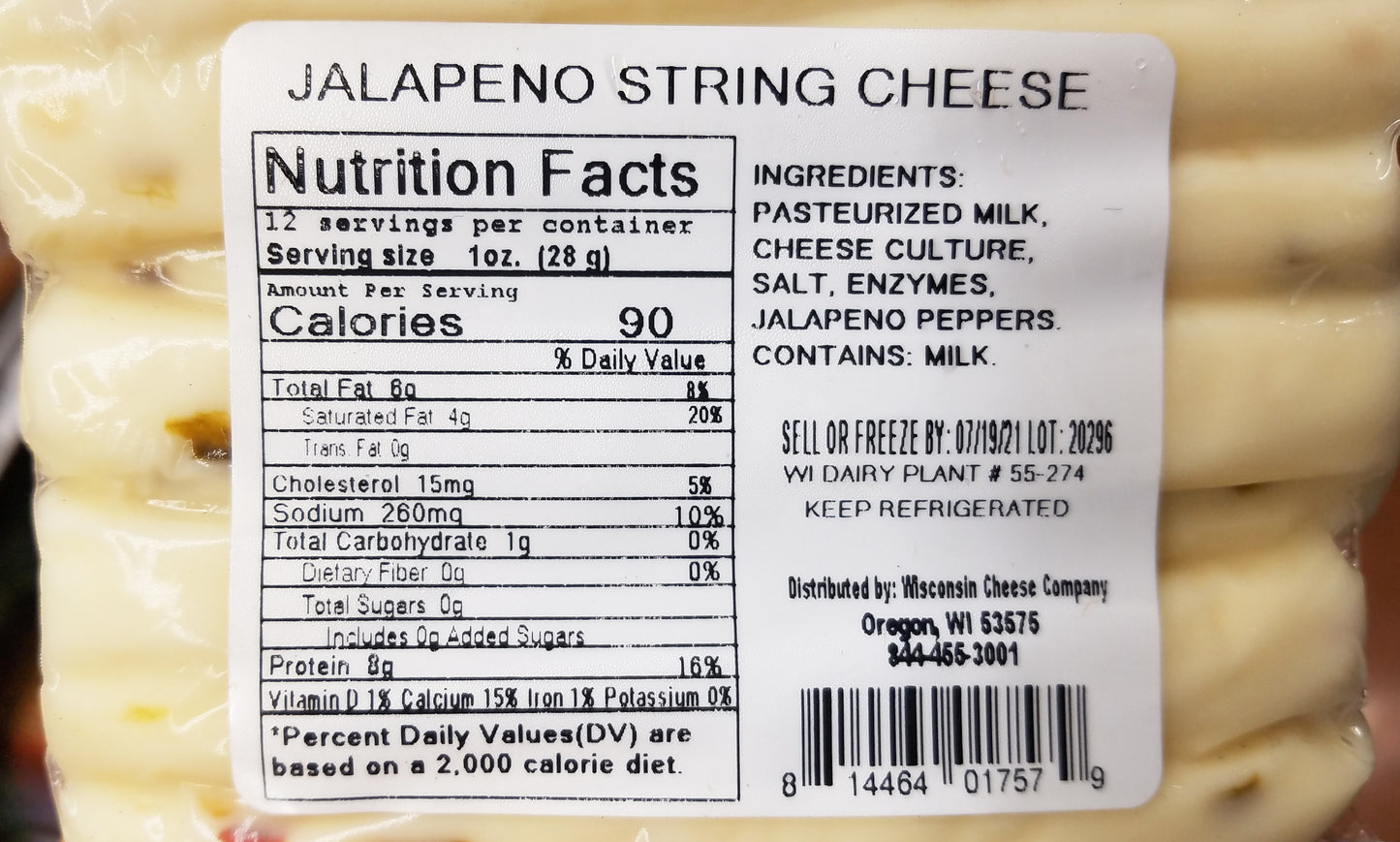 Jalapeno String Cheese, 12 oz. (2 Pack), Wisconsin Cheese Company™ Spicy String Cheese Snack
